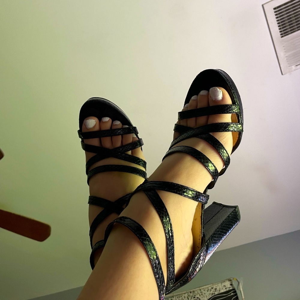 Strappy black heels